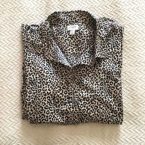 J.Crew button down leopard cheetah cat print shirt